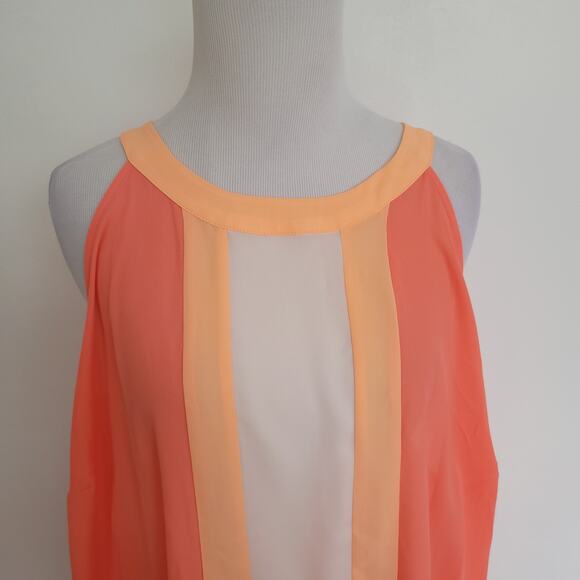 NEW Torrid Georgette Halter Tank Colorblock Coral Lightweight Sleeveless Women 3 - Picture 5 of 12